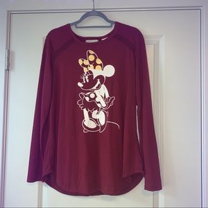 Minnie Mouse Disney open back lace long sleeve burgundy sz xl